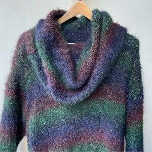 Carducci‎ Sweater mohair wool Holiday Cowl Neck Sweater off/over shoulder M L